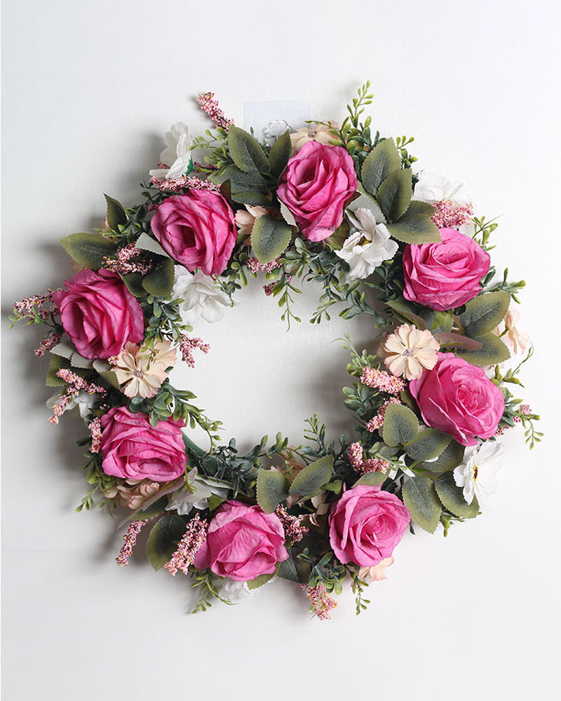 

Artificial Flower Wreath Eucalyptus Garland Wreaths For Background Wall Window Wedding Party Christmas Home Decoration, Hot pink