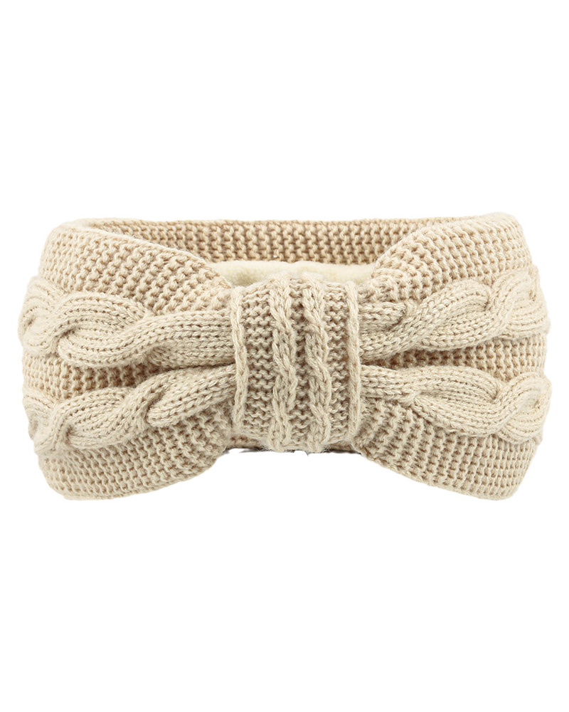 

Winter Ear Warmer Fleece Lined Headband Crochet Cable Knit Head Wrap Ear Band Covers Christmas Gift, Beige