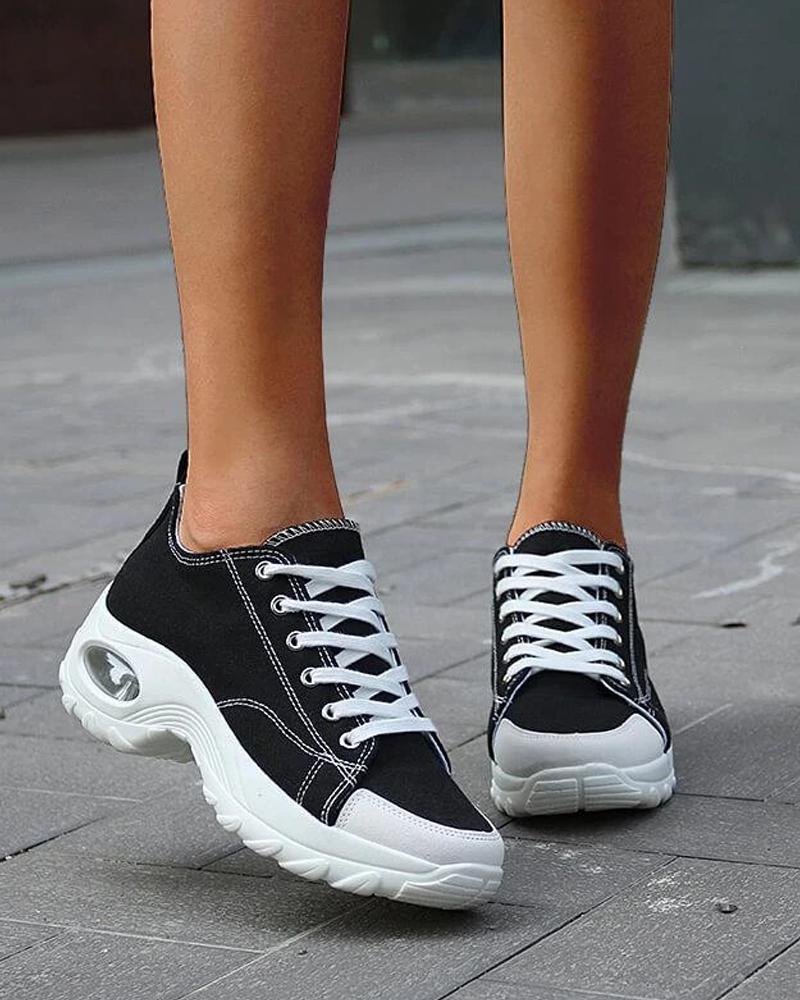 

Solid Canvas Air Cushion Sneakers, Black