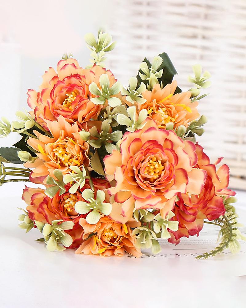 

Artificial Silk Flowers Dahlia Fake Bouquets Long Stem Flower For Wedding Decor, Orange