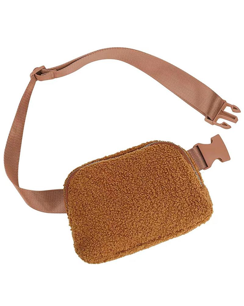 

Women's Sherpa Fanny Pack Personalized Monogram Crossbody Belt Bag, Brown