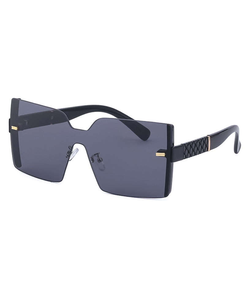 

Rimless Frame Square Big Sunglasses, Black