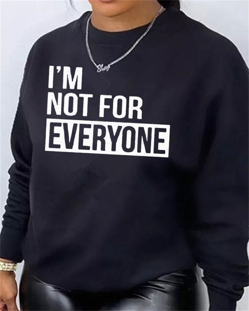 

Letter Print Long Sleeve Casual Sweatshirt, Black