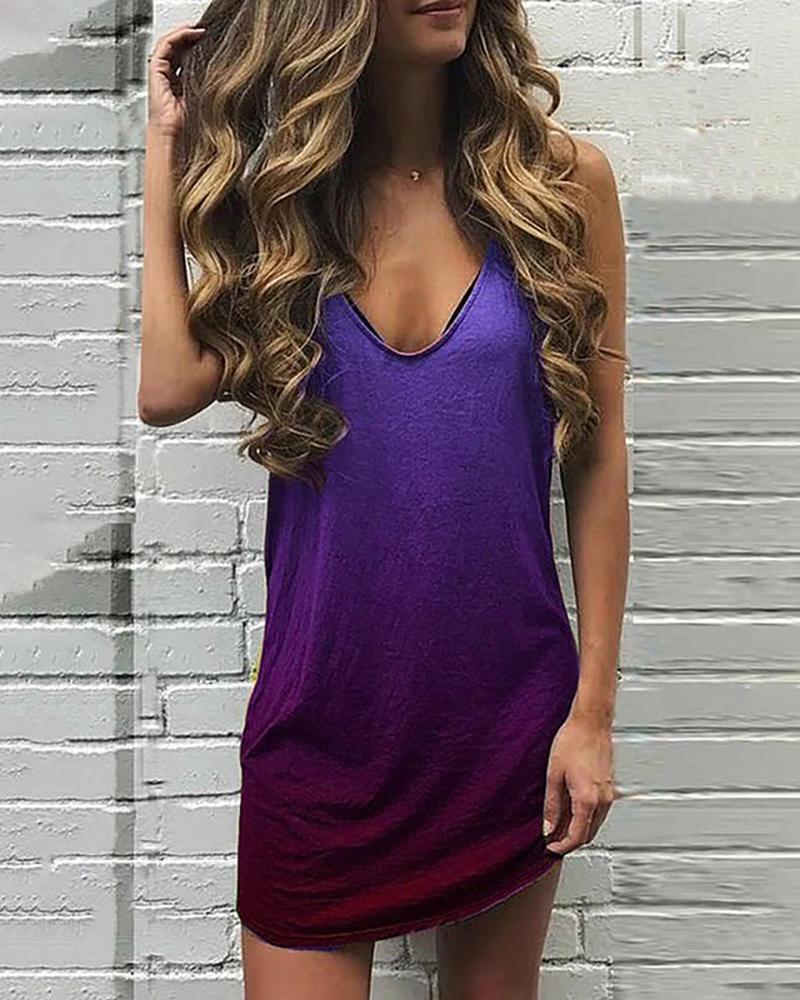 

Spaghetti Strap Gradient Color Dress, Blue