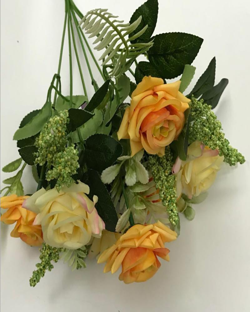 

7 Heads Artificial Flowers Fake Flowers for Decoration Outdoor and Indoor Multicolor Roses Artificial Flowers for Decoration Arrangements Wedding Decoration, Yellow