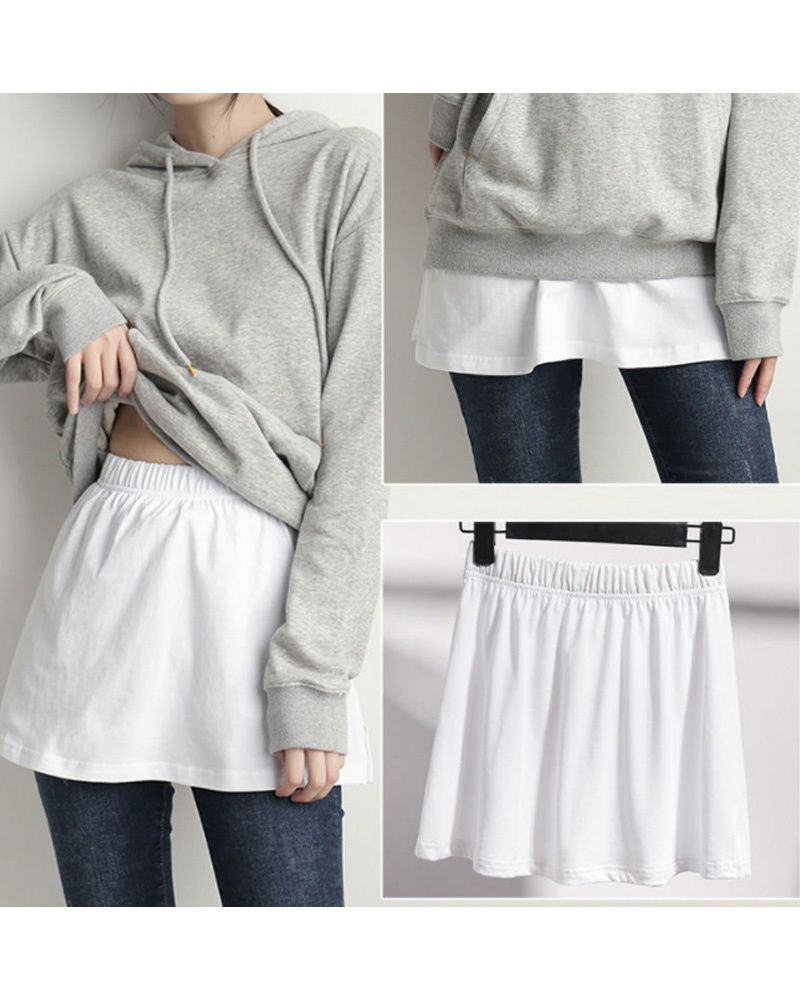 

Shirt Extender Adjustable Layering Fake Top Lower Sweep Perfect Underskirt Matching Sweater Bottoming Artifact Hem Skirt, White