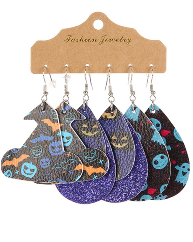 

3Pairs Halloween Thanksgiving Graphic Print Drop Earrings, Style5