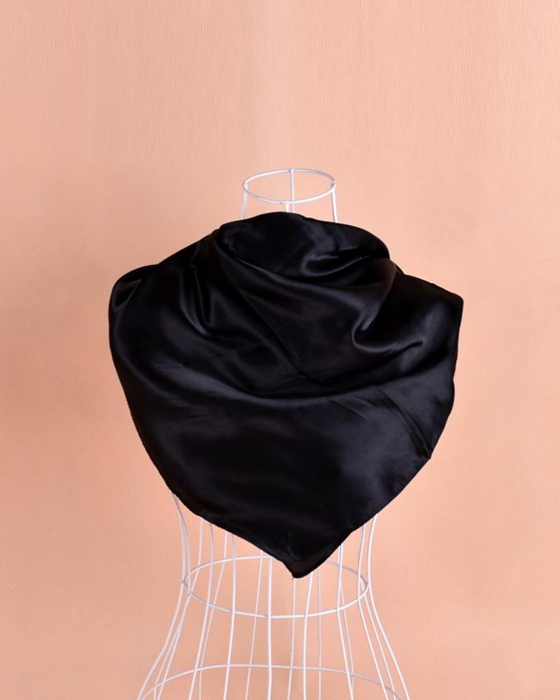 

Plain Satin Square Scarf Headband, Black