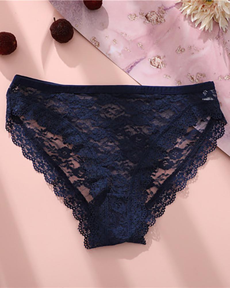 

High Waist Crochet Lace Skinny Panty, Blue