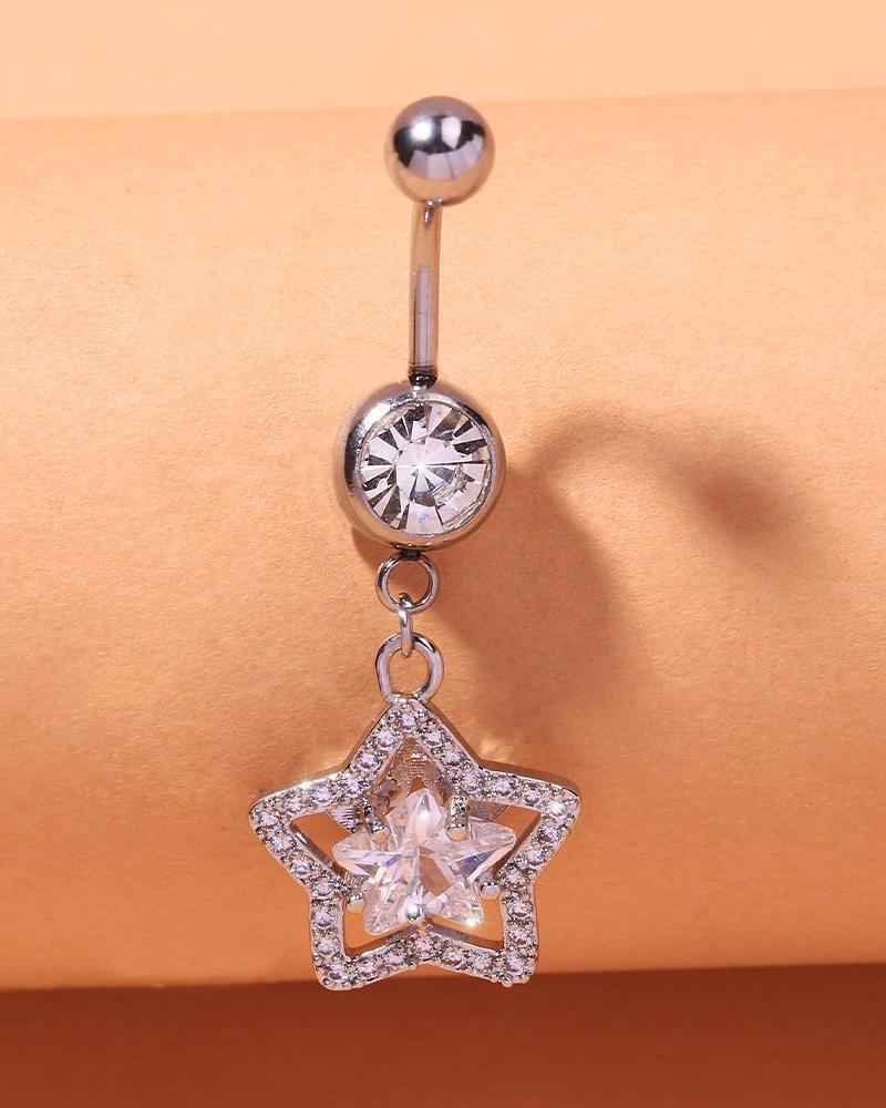 

Zircon Butterfly Heart Star Decor Navel Belly Ring, Style3