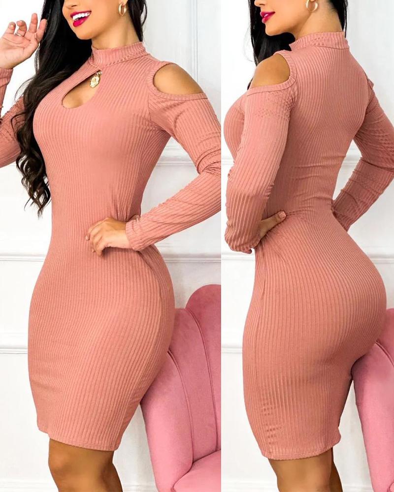 

Cold Shoulder Cutout Bodycon Dress, Pink