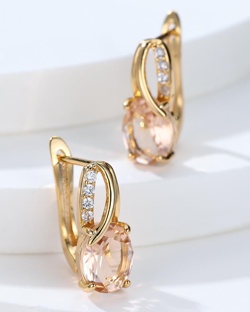 

1Pair Fashion Oval Cut Zircon Earrings Wedding Bridal Jewelry, Champagne