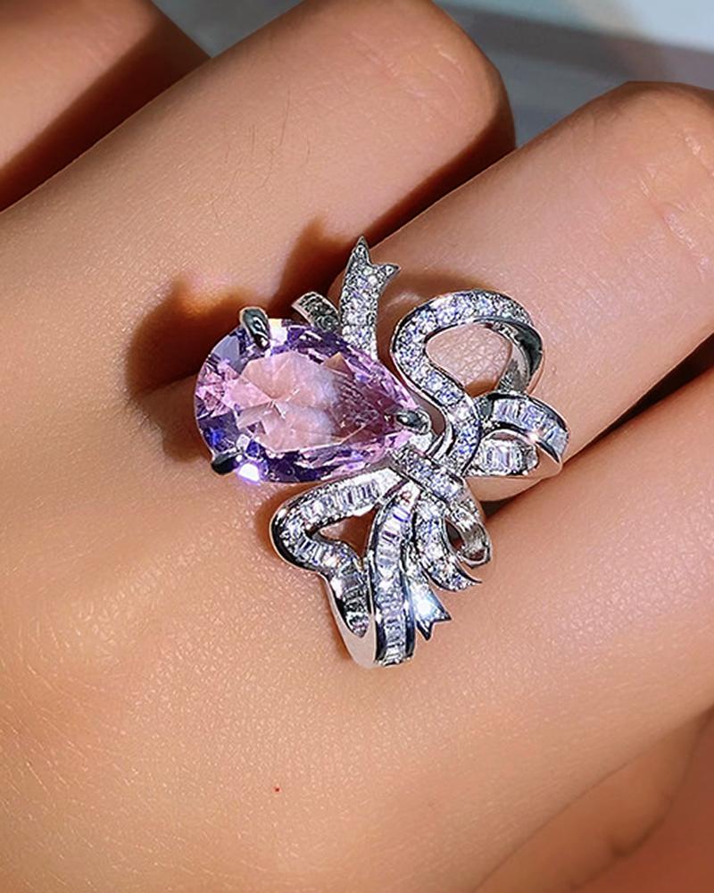 

Gem Stone Bowknot Shaped Ring, Style1