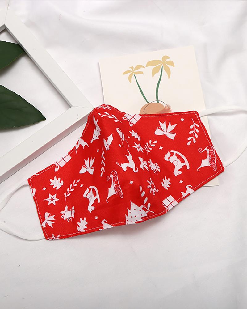 

1PCS Christmas Print Breathable Filter Face Mask, Style3