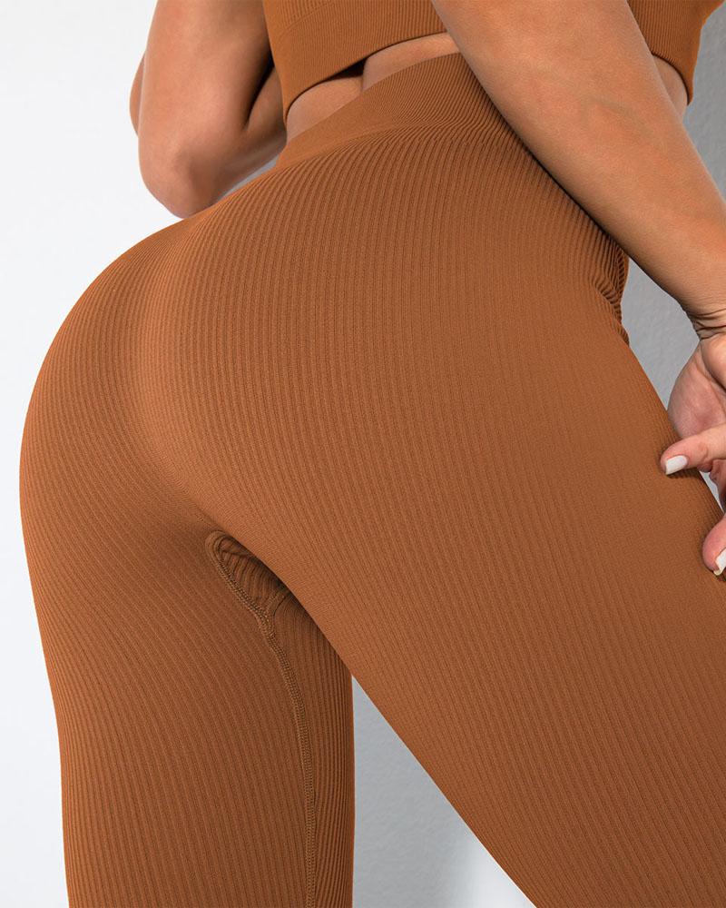 

High Waist Tummy Control Butt Lifting Yoga Pants, Coffee