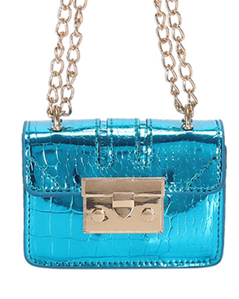 

Chain Strap Mini Square Crossbody Bag, Lighted blue