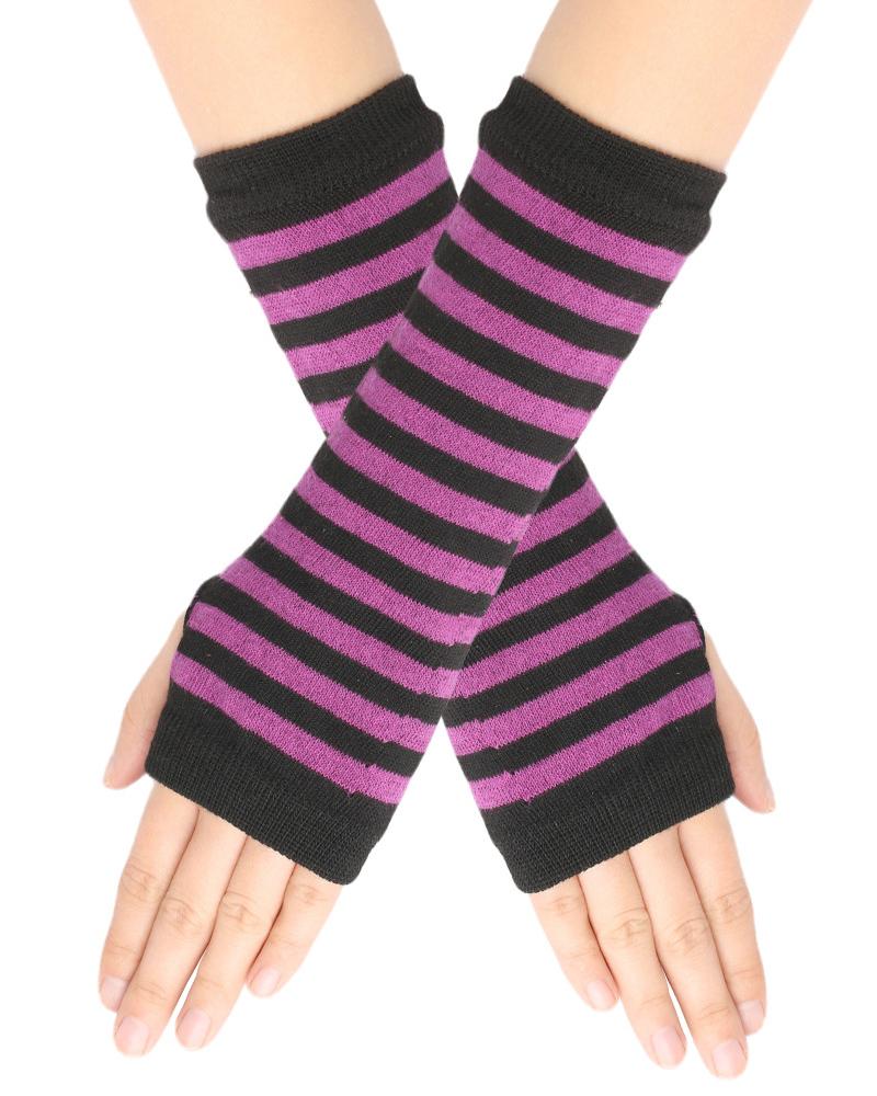 

1Pair Striped Knit Fingerless Gloves, Style5