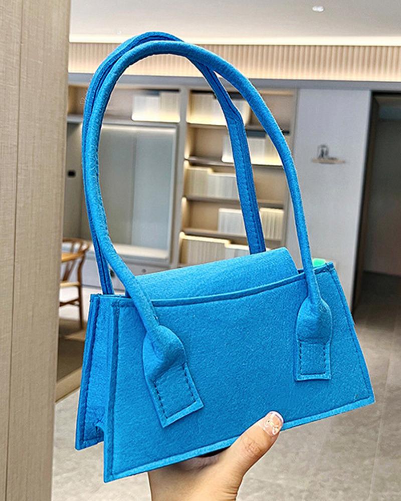 

Vintage Square Felt Shoulder Bag, Blue