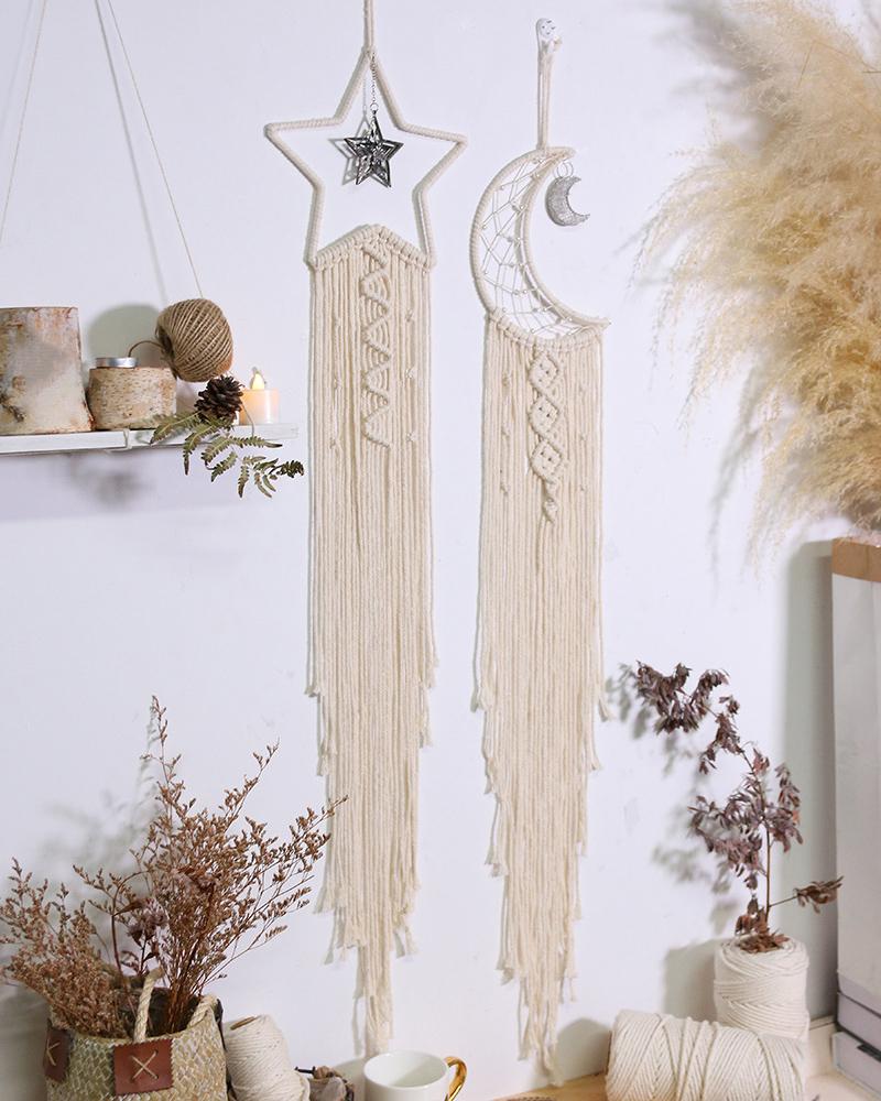 

Braided Tassel Design Moon / Star Shaped Macrame Dream Catcher, Style1