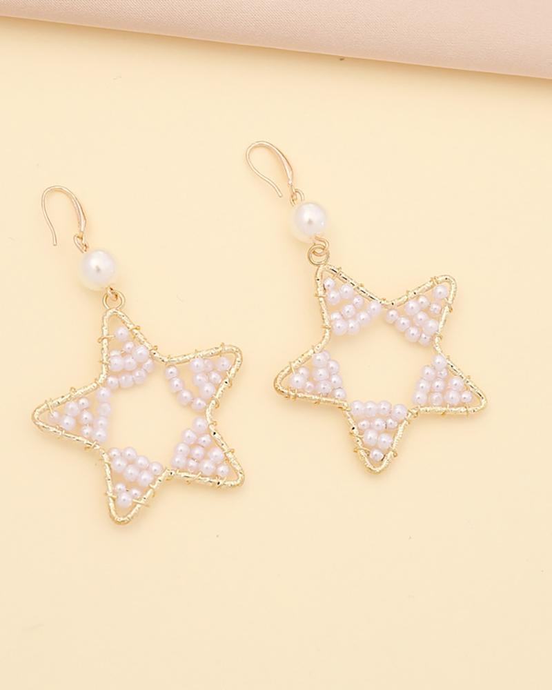 

Star / Heart / Drop Pattern Beaded Drop Earring, Style1