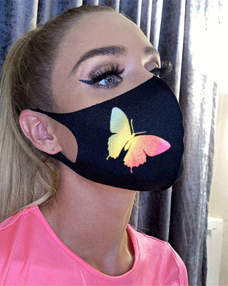 

Butterfly Print Reflective Breathable Face Mask, Black