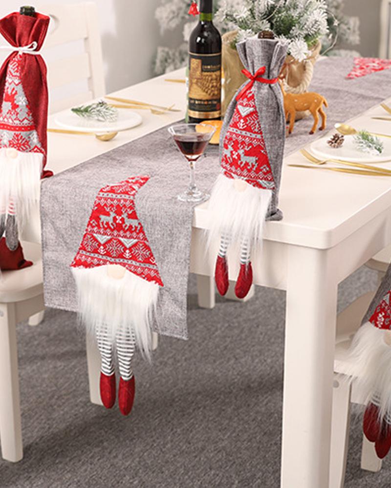 

1pc Christmas Table Runner Gnome Pattern Seasonal Winter Holiday Kitchen Dining Table Decorations Indoor Outdoor Home Party Supplies, Gray