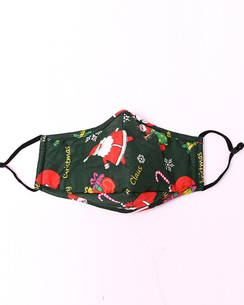 

Christmas Mixed Print Breathable Face Mask, Green