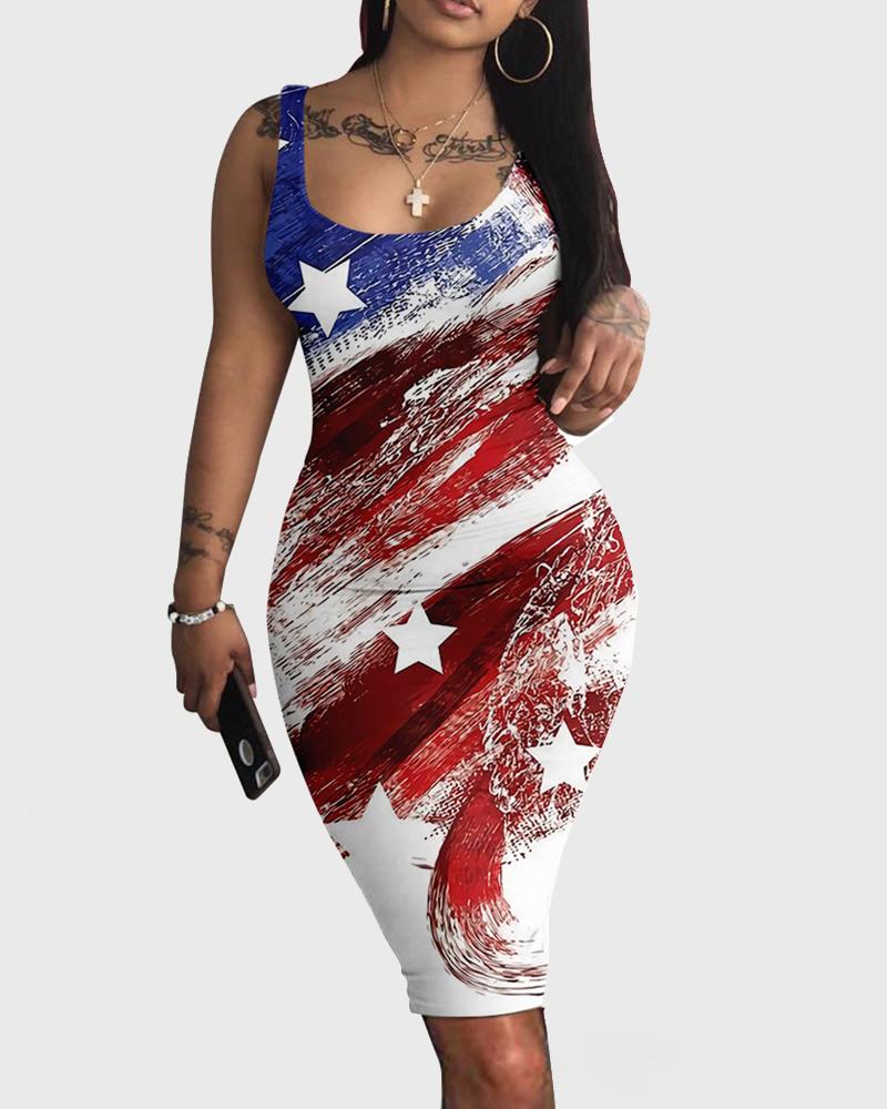 

Independence Day Print Sling Slinky Maxi Dress, Style2