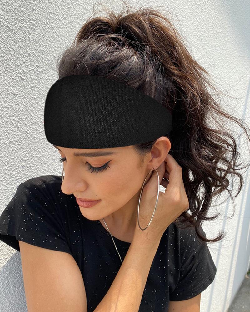 

Solid Yoga Running Elastic Headwraps Hair Band, Black