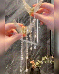 

1pc Pearls Beaded Butterfly Tassel Hair Claw, White