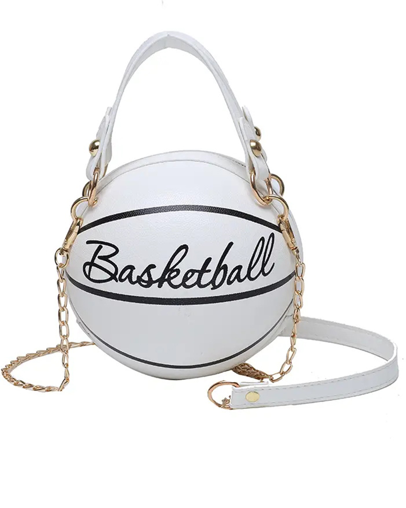 

Baseball Shaped Top Handle Fashion Crossbody Handbag, White