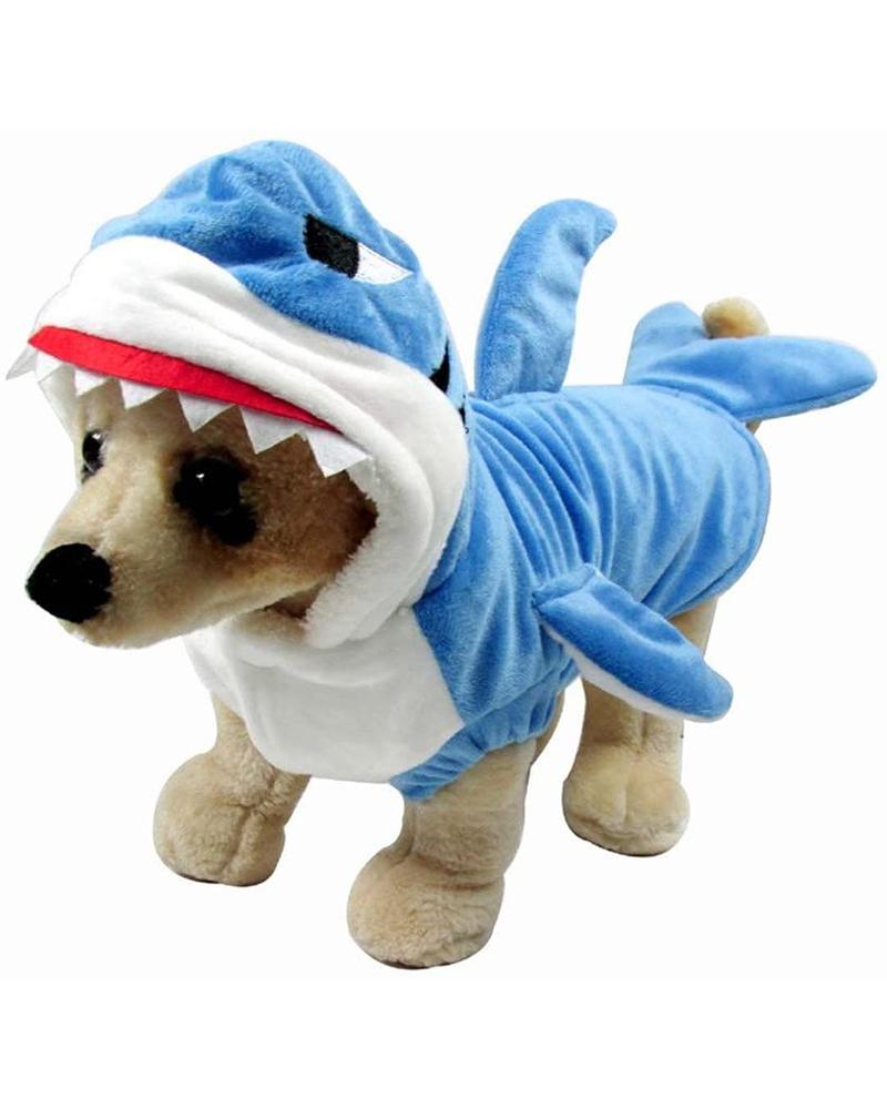 

Funny Dog Cat Shark Costumes Pet Halloween Christmas Cosplay Dress Animal Fleece Hoodie, Blue