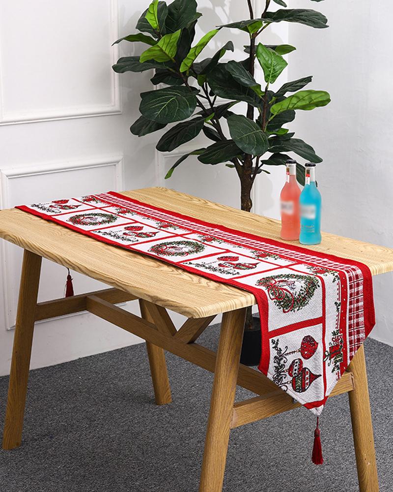 

1pc Christmas Table Runner Seasonal Winter Holiday Kitchen Dining Table Decorations Indoor Outdoor Home Party Supplies, Style3