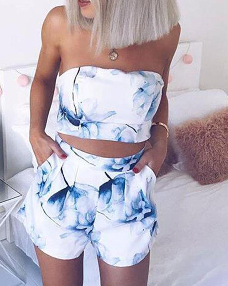 

Tube Top & Shorts Set, White