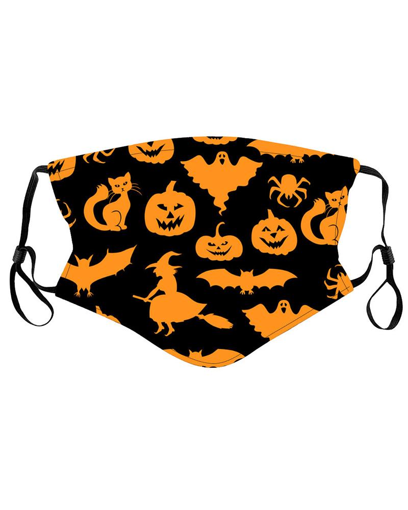 

Halloween Print Earloop With Valve Breathable Mask, Black