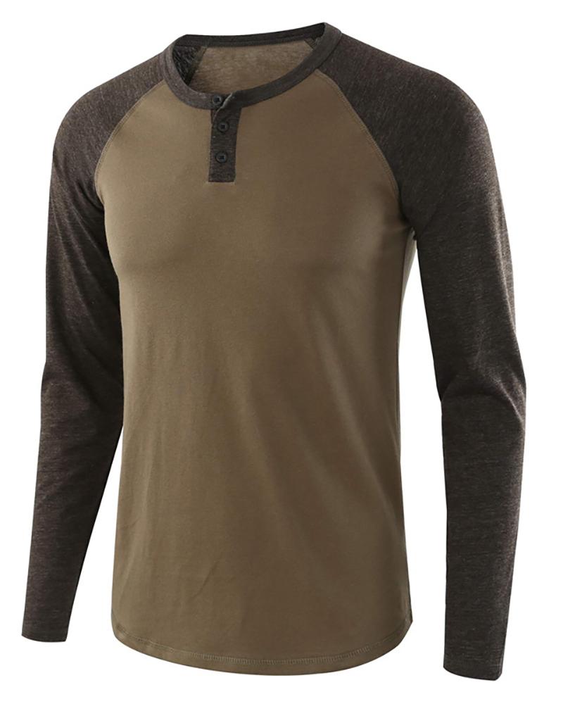 

Men Colorblock Buttoned Long Sleeve Top, Style3