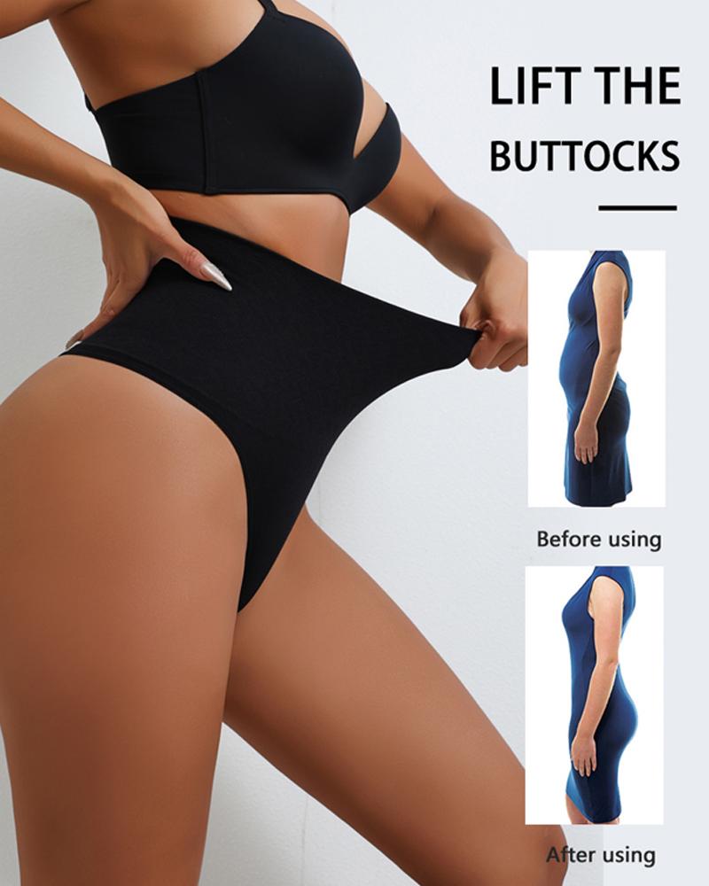 

ChicMe ShapeSculpt High Wait Trainer Tummy Control Panties Seamless Butt Lifting Body Shaper Thong, Black