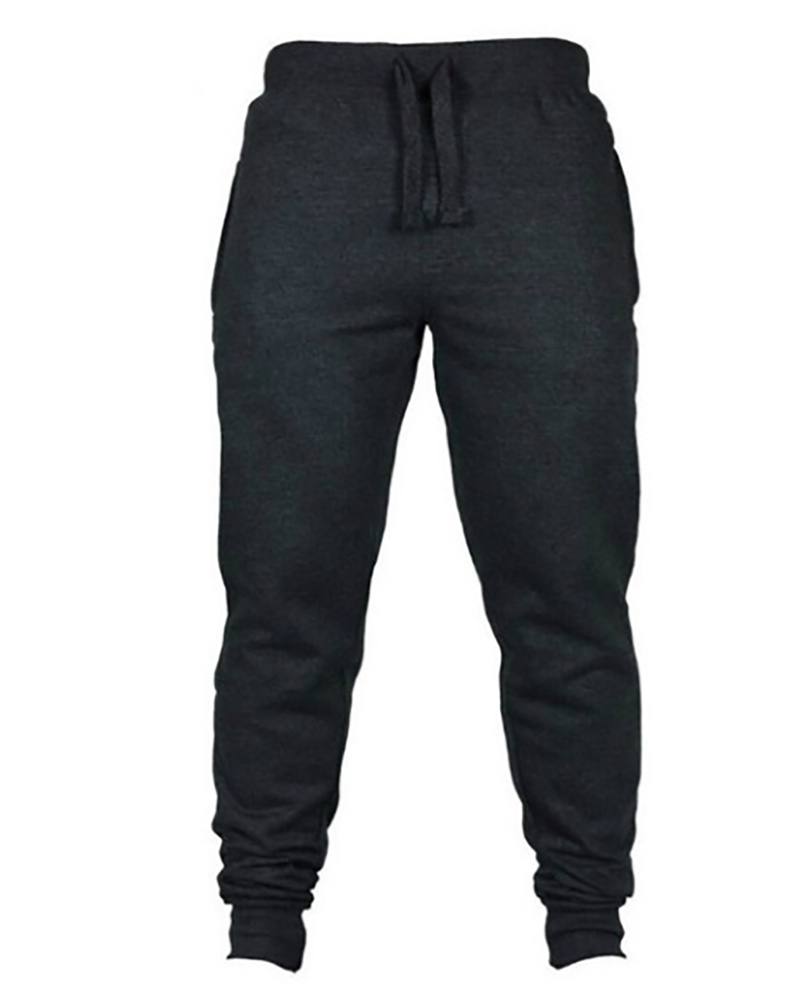 

Men Drawstring Plain Sweatpants, Dark grey