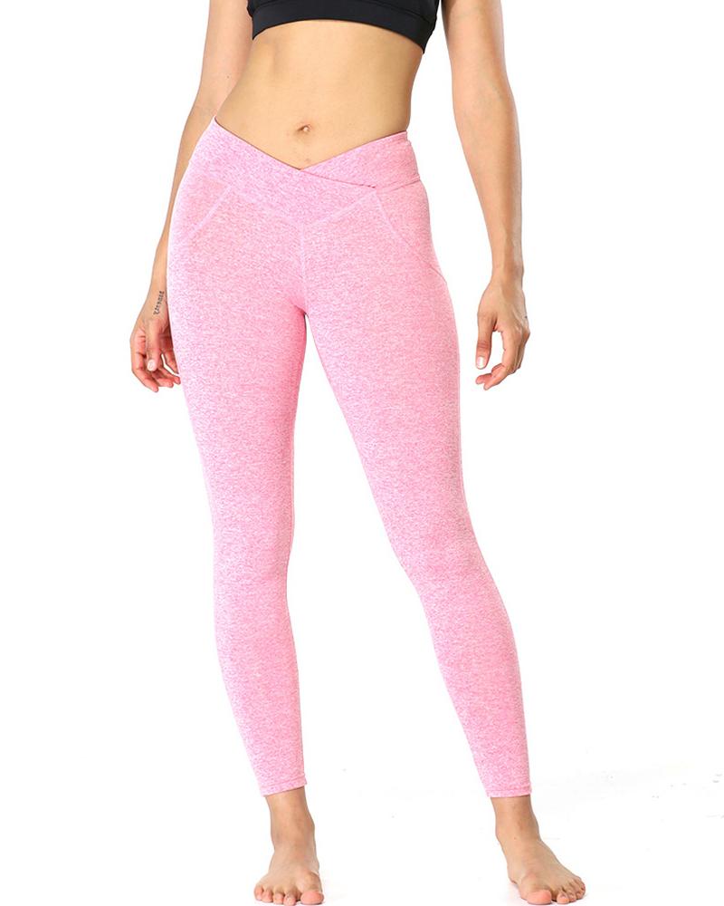 

High Waist Butt Lifting Tummy Control Yoga Pants, Pink