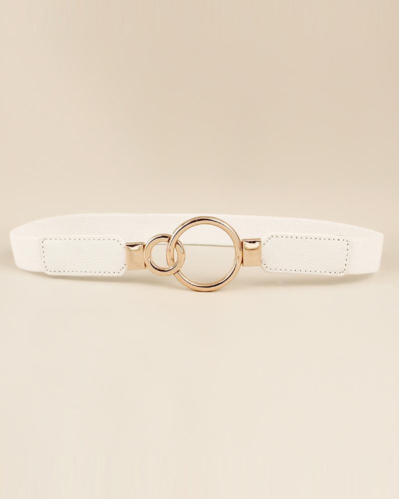 

O-Ring Elastic Waist Fashionable Belt, White