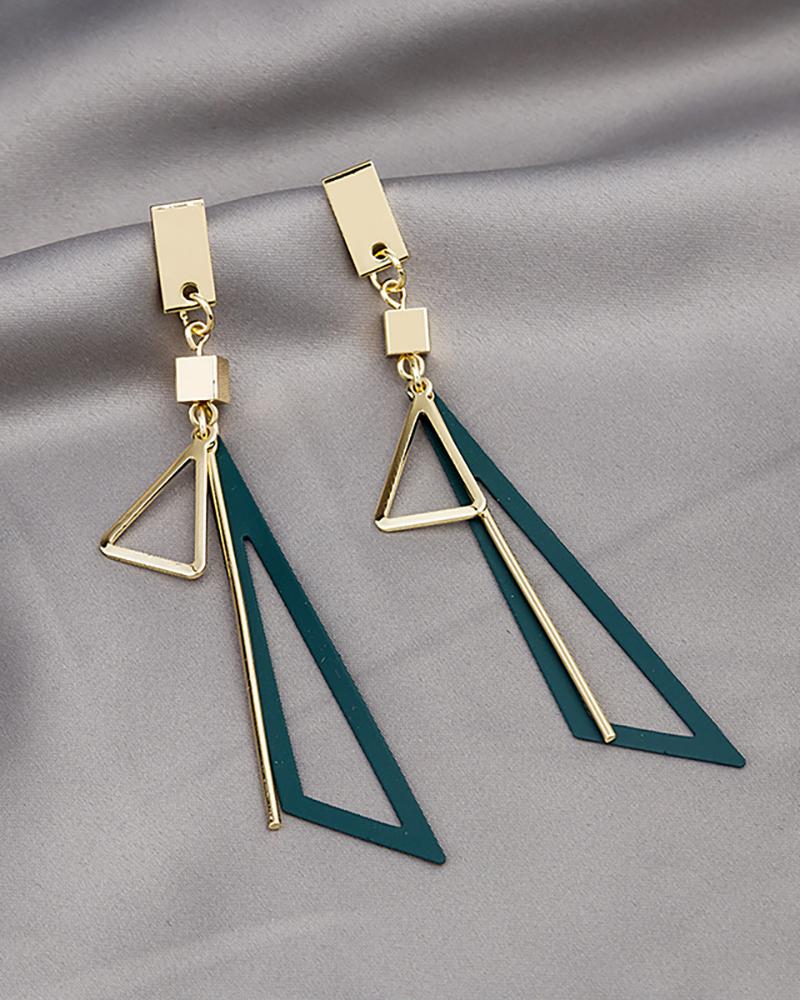 

1Pair Triangle Shaped Drop Earrings, Green