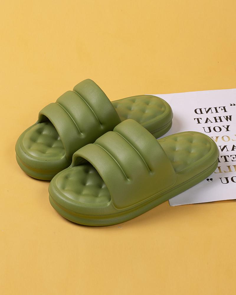 

Solid Open-toe Patform Sandals Slippers, Green