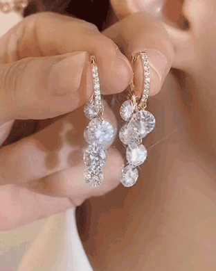 

1Pair Crystal String Rhinestone Earrings, Gold