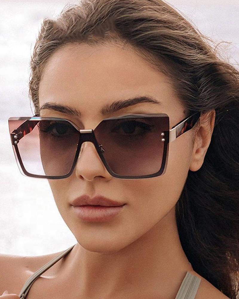 

1Pair Trendy Leopard Square Rimless Sunglasses