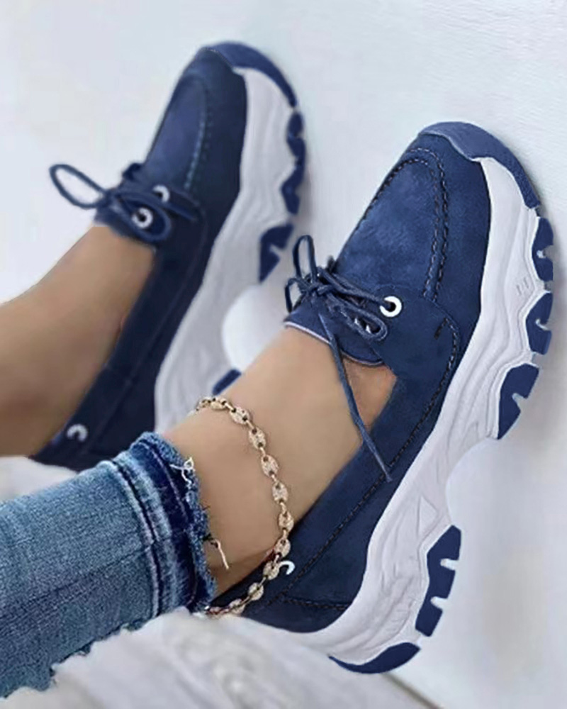 

Lace-up Slip On Casual Sneakers, Blue