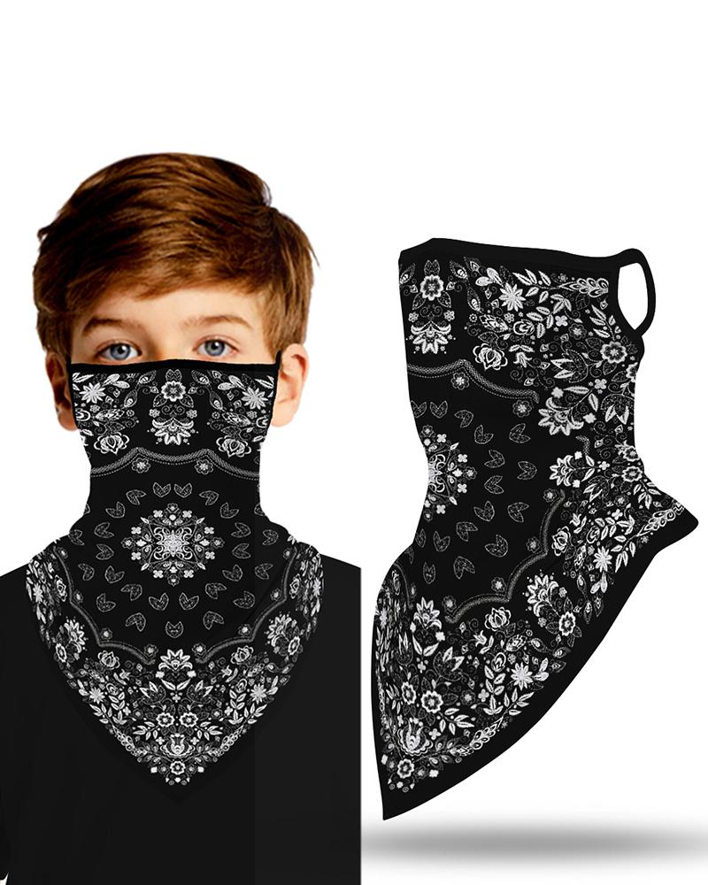 

Print Breathable Ear Loop Face Cover Windproof Outdoors For Children, Black