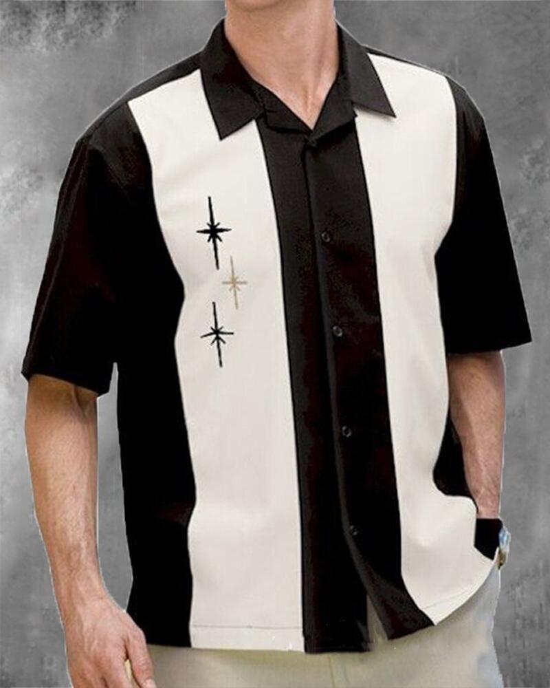 

Colorblock Short Sleeve Polo Shirts, Black&white