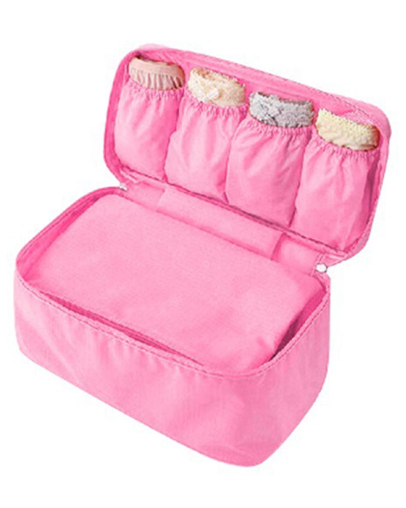 

Underwear Organizer Large Compartment Lightweight Double Layer Cosmetic Bag Bra Bag, Pink