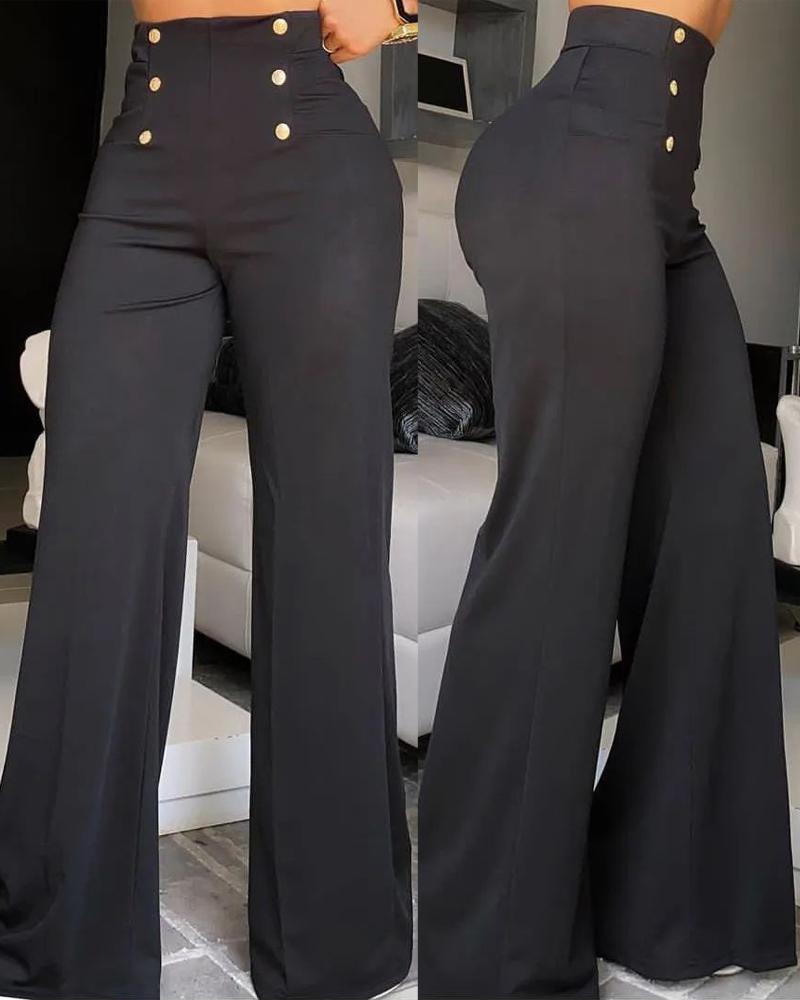 

High Waist Wide Leg Bootcut Pants, Black