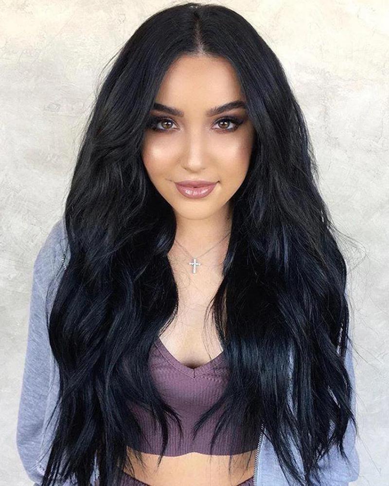 

Synthetic Wig Body Wave Asymmetrical Wig Long Black Synthetic Hair